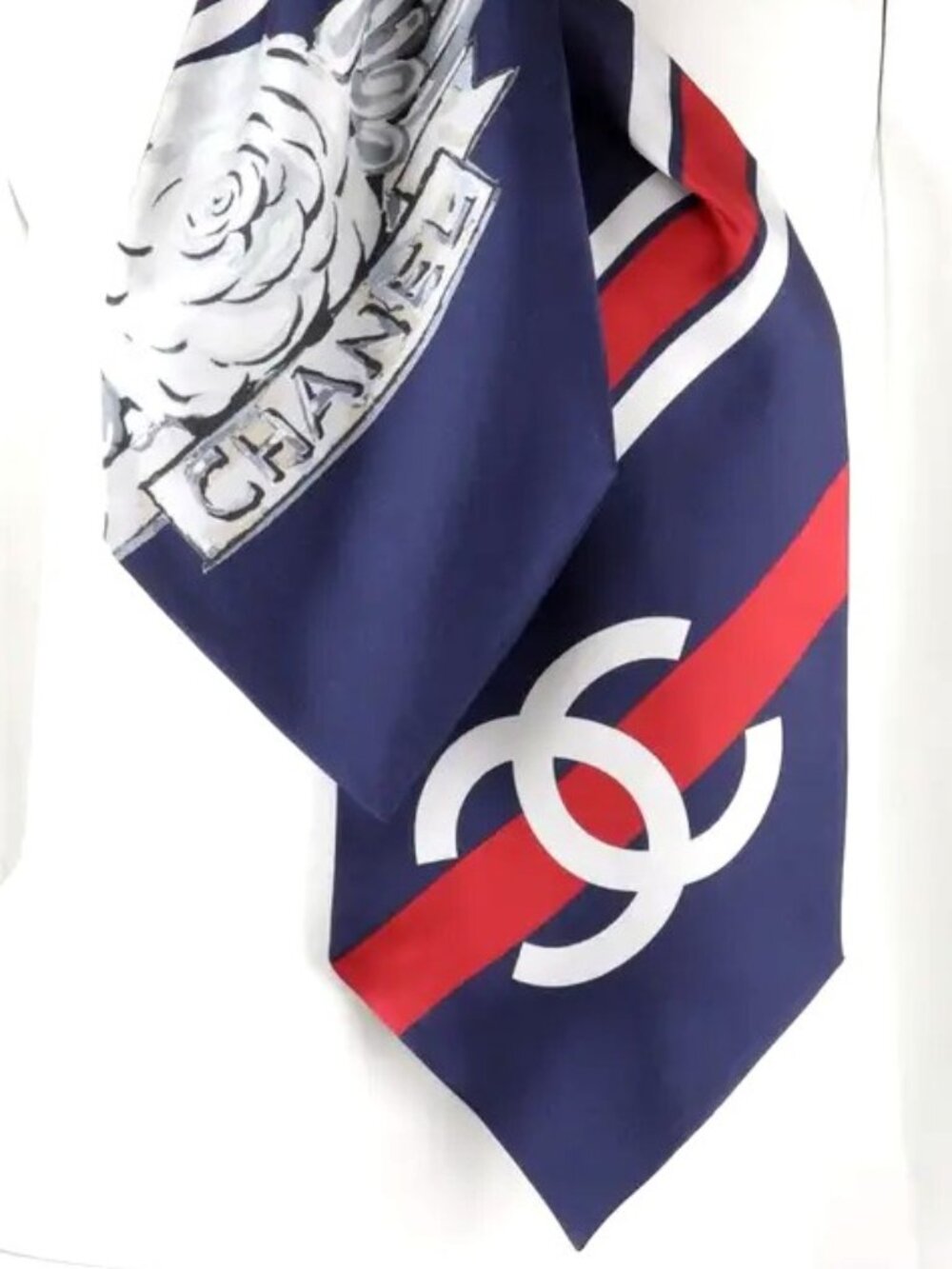 Rare authentic Chanel logo monogram silk scarf for neck, belt, hair etc.